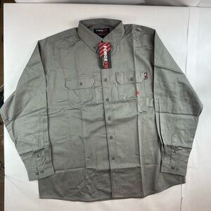 Forge Workwear FR Men's Long Sleeve Button Down Work Shirt Gray Size XL NWT